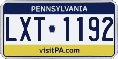 PA license plate LXT1192