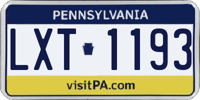 PA license plate LXT1193