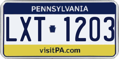 PA license plate LXT1203