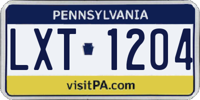 PA license plate LXT1204
