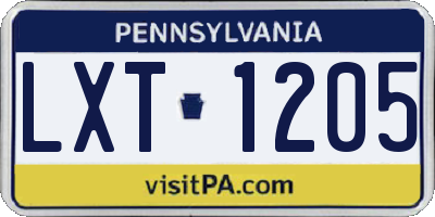 PA license plate LXT1205
