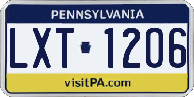 PA license plate LXT1206