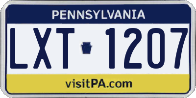 PA license plate LXT1207