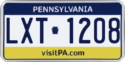 PA license plate LXT1208