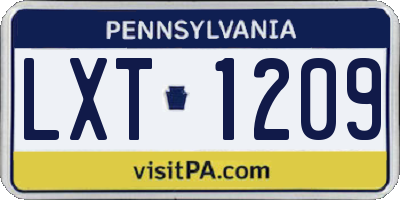 PA license plate LXT1209