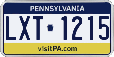 PA license plate LXT1215