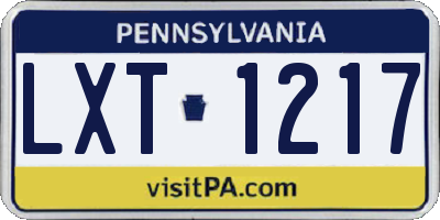 PA license plate LXT1217