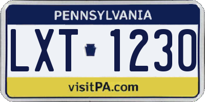 PA license plate LXT1230