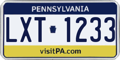 PA license plate LXT1233