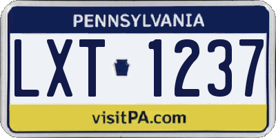 PA license plate LXT1237