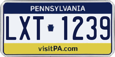 PA license plate LXT1239
