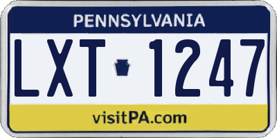 PA license plate LXT1247