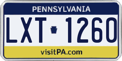PA license plate LXT1260
