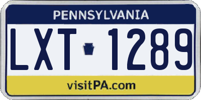 PA license plate LXT1289