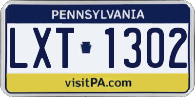 PA license plate LXT1302