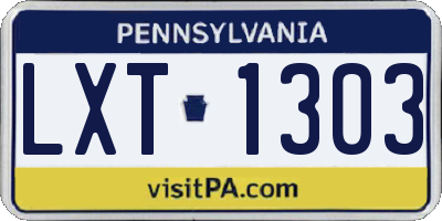 PA license plate LXT1303