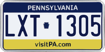 PA license plate LXT1305