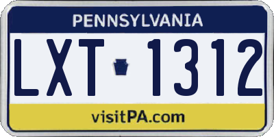 PA license plate LXT1312