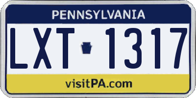 PA license plate LXT1317