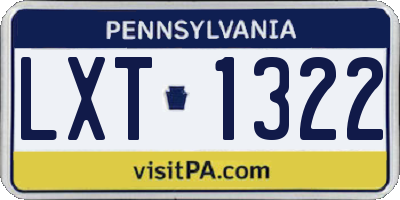 PA license plate LXT1322