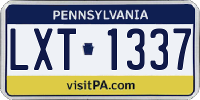 PA license plate LXT1337