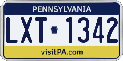 PA license plate LXT1342