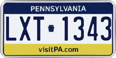 PA license plate LXT1343