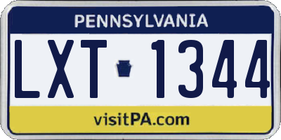 PA license plate LXT1344