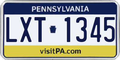 PA license plate LXT1345