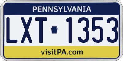 PA license plate LXT1353