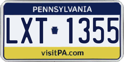 PA license plate LXT1355