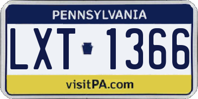 PA license plate LXT1366