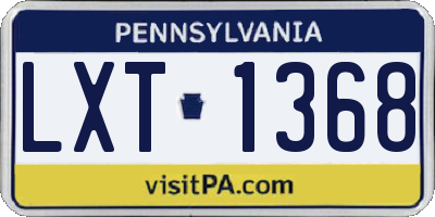 PA license plate LXT1368