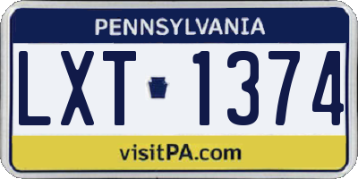 PA license plate LXT1374
