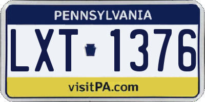 PA license plate LXT1376