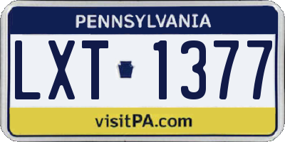 PA license plate LXT1377