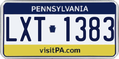 PA license plate LXT1383