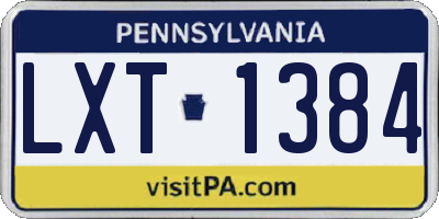 PA license plate LXT1384