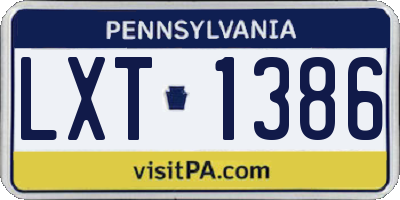 PA license plate LXT1386