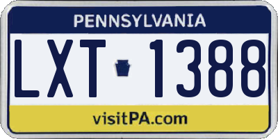 PA license plate LXT1388