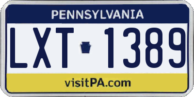 PA license plate LXT1389