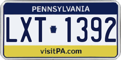 PA license plate LXT1392