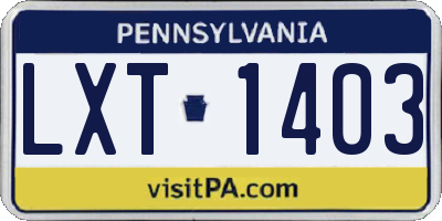 PA license plate LXT1403