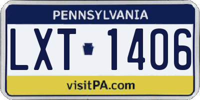 PA license plate LXT1406