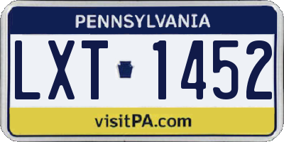 PA license plate LXT1452
