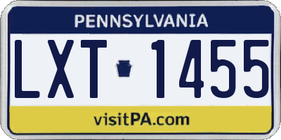 PA license plate LXT1455