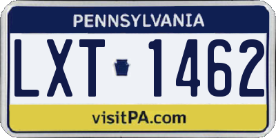 PA license plate LXT1462