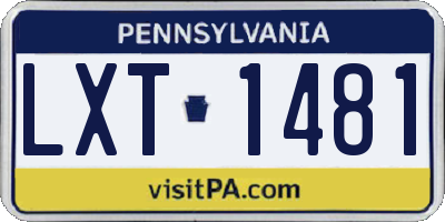 PA license plate LXT1481