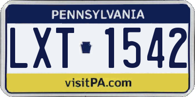 PA license plate LXT1542