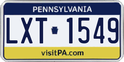 PA license plate LXT1549